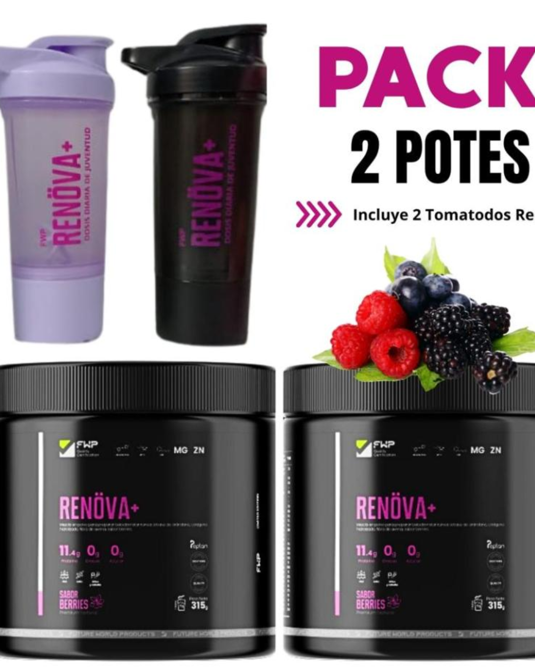 Colágeno Renova Plus con biopéptidos activos pote de 315 gr